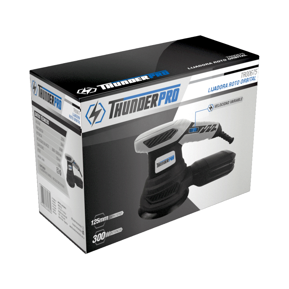 Lijadora roto orbital (125 mm) 300 w - Thunder - Imagen 2